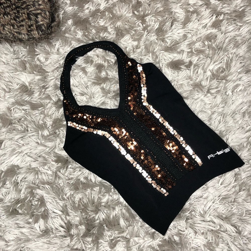 Artigli Sequin Halter Top Women size M
